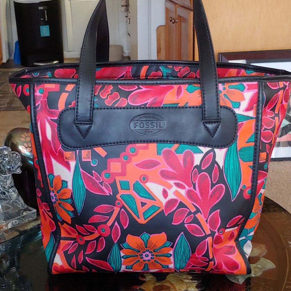 Fossil floral shopper/tote